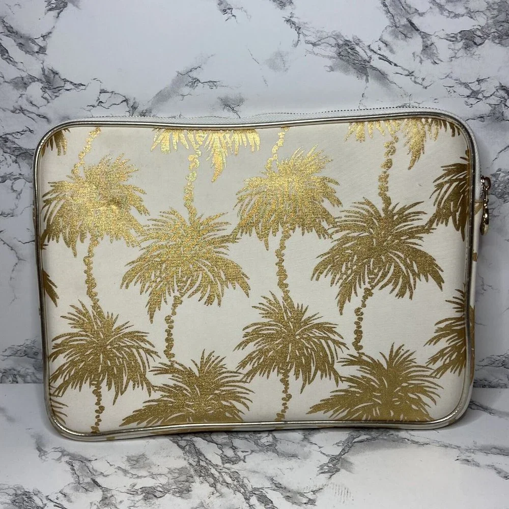 Lilly Pulitzer Gold Palm Tree Print Laptop Sleeve on Cream